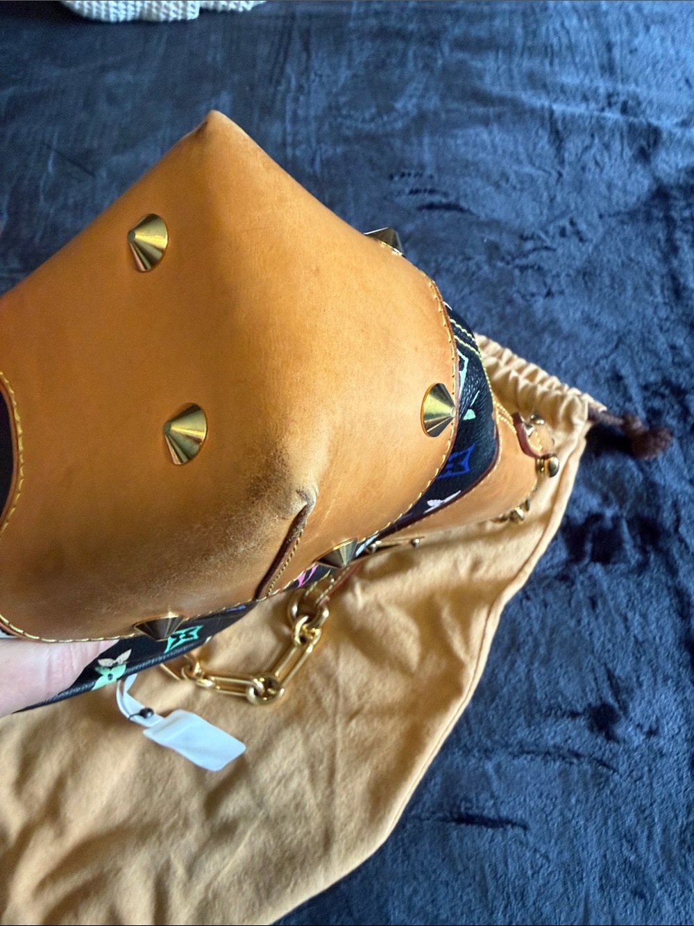 Louis Vuitton Multicolor Monogram Black Canvas & Tan Leather Shoulder Bag - Picture 11 of 16
